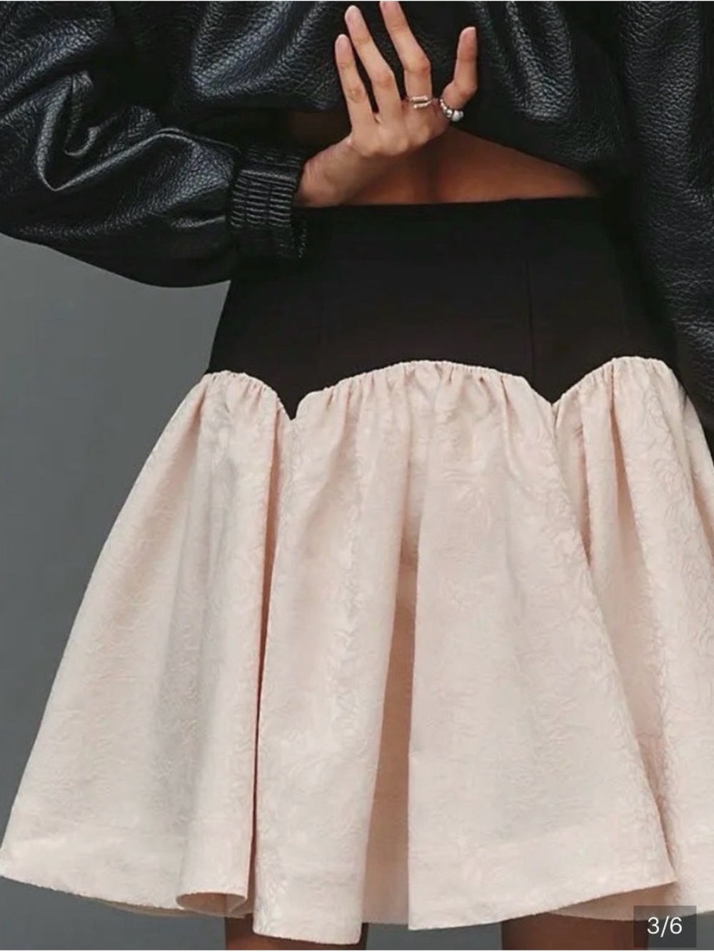 Anthropologie Black Waist Blush Skater Skirt